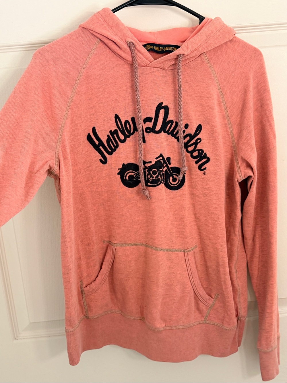 Harley-Davidson Pink Coral Hooded Pullover with Black Logo